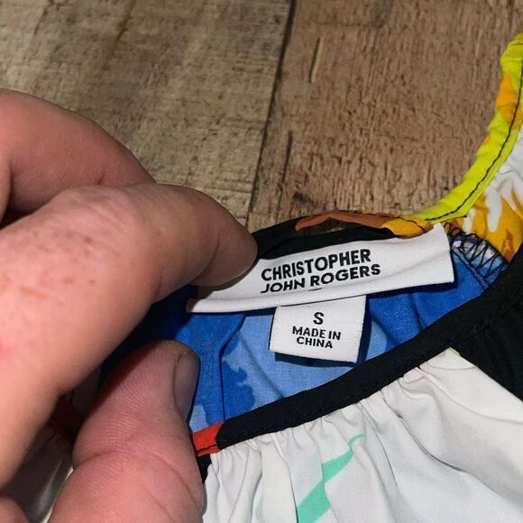 Christopher John Rogers Dress Womens small Black Blue Puff Sleeve Floral Target - Picture 9 of 14